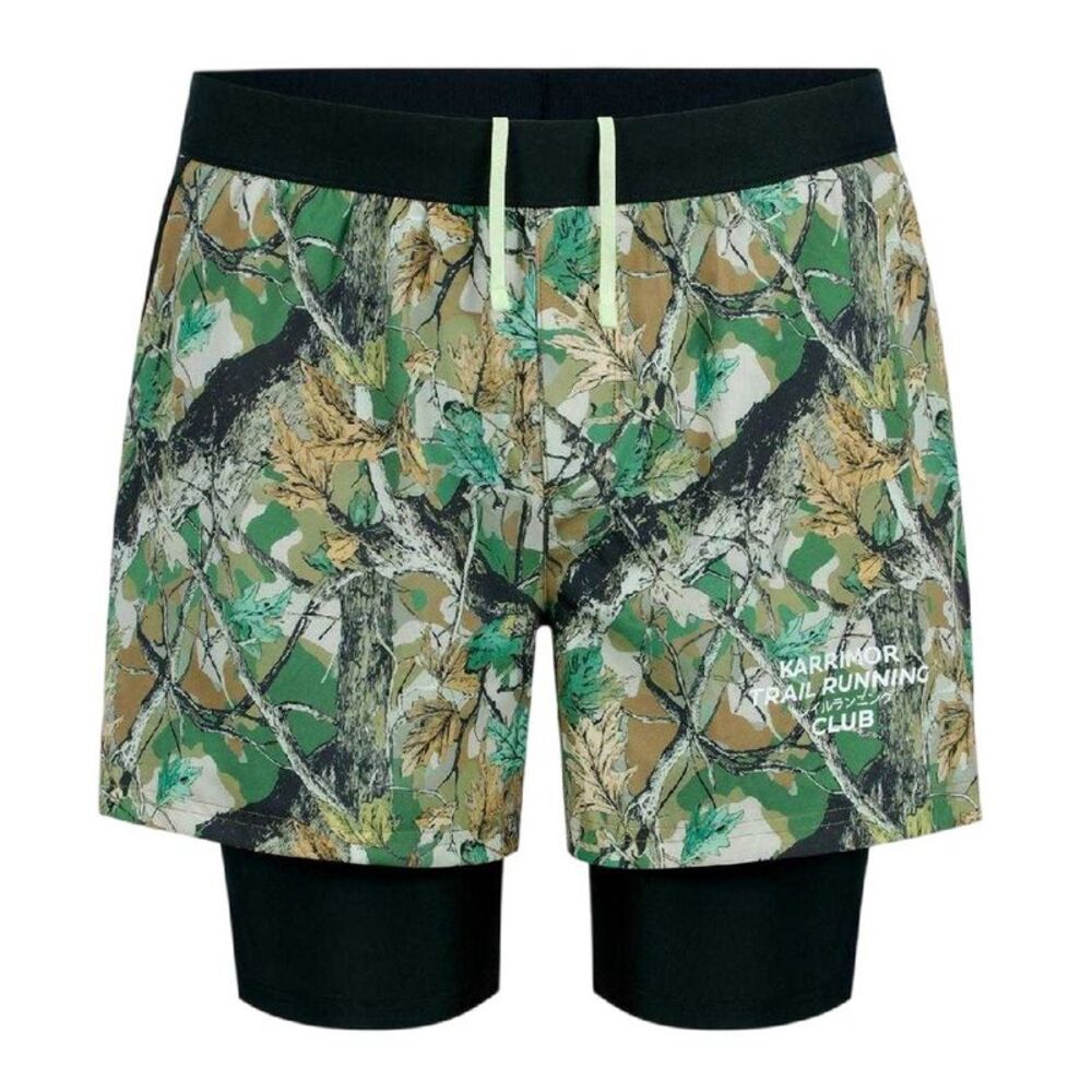 Karrimor Mens Trail 2 in 1 Running Shorts / Forest